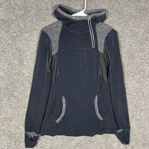 Lululemon‎ Hoodie Womens 6 Black Gray Half Zip Running Thumbholes Back Pocket